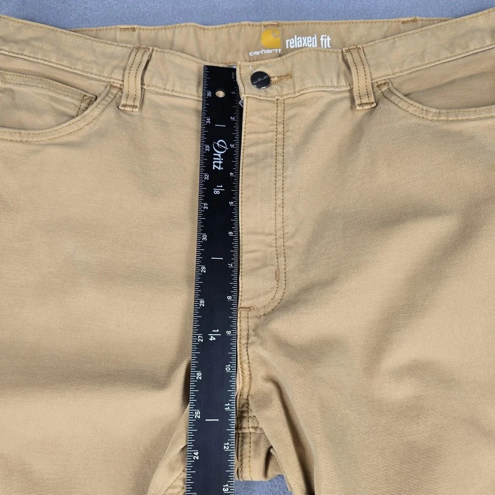 Carhartt Pants Mens 38x31 Beige Relaxed Fit Straight Leg Canvas Workwear Stretch